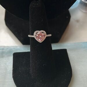 1.0 CT Pink Moissanite Diamond Heart-Shaped Ring size 6 retail $699